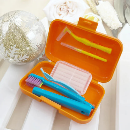 1 Box Dental Cleaning Care Kits Portable Travel Oral Teeth Cleaning Set Detachable Toothbrush Interdental Brush Storage Case
