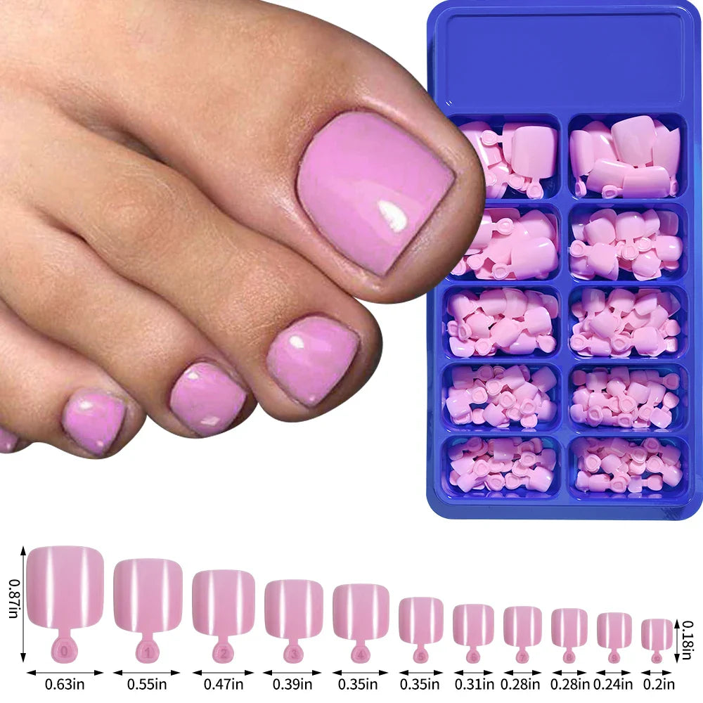 100pcs Clear False Toes Nails French Square Nature White  Full Cover Fake Toe Nails Feet Nail Tips Artificial Press on Toenails