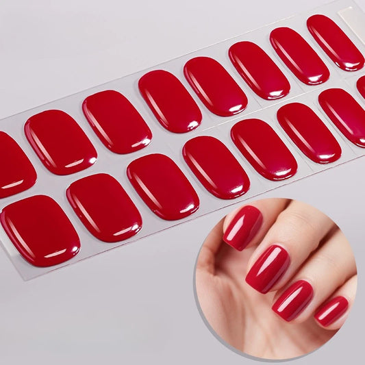 Semi-Cured Nail Wraps Autocollants Pour Ongles UV Adhesive Full Cover Stickers for Nails Lamp Need Press On Nails DIY Manicure