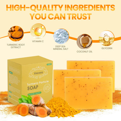 Lemon and Turmeric Kojic Acid Soap - Vitamin C, Retinol - Hyaluronic Acid, Vitamin E, Shea Butter, Castile Olive Oil - 3 Pack