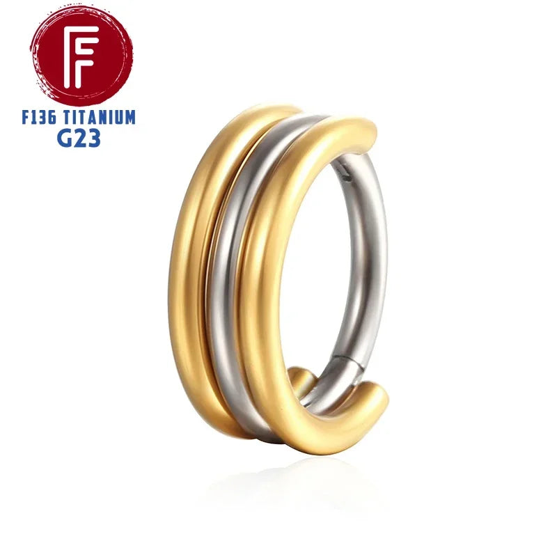 G23 Titanium Daith Cartilage Earrings 16G Helix Nose Septum Piercing Conch Hinged Clicker Body Jewelry Ear Ring Zircon Wholesale