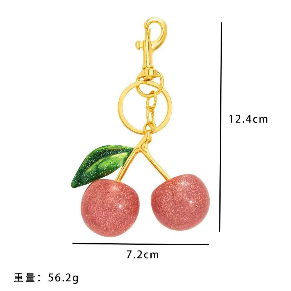 Trendy Red Cherry Pendant Keychain for Women Cute Bag Decorations Multifunctional Jewelry Car Key Accessories Charm Keyring Gift