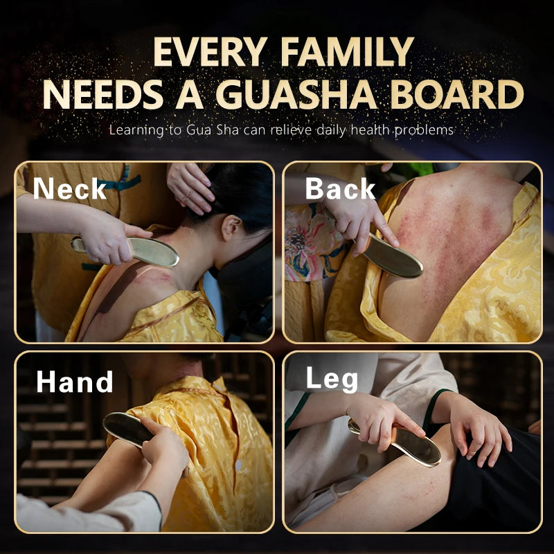 Brass Hufu bian guasha board whole body massage tool back neck meridians dedicated pure copper metal scraping massager