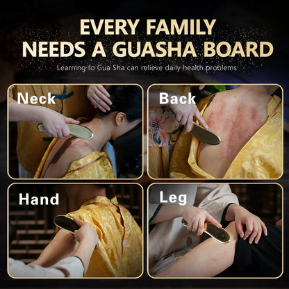 Brass Hufu bian guasha board whole body massage tool back neck meridians dedicated pure copper metal scraping massager