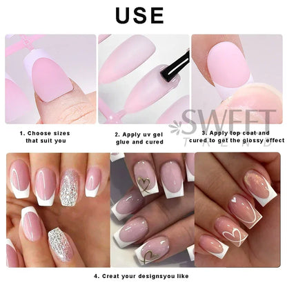 150/160pcs Short Square Fake False Nails Tips Soft Gel Press On Nail Artificial French y2k Nail Supplies for Women Manicure Tool