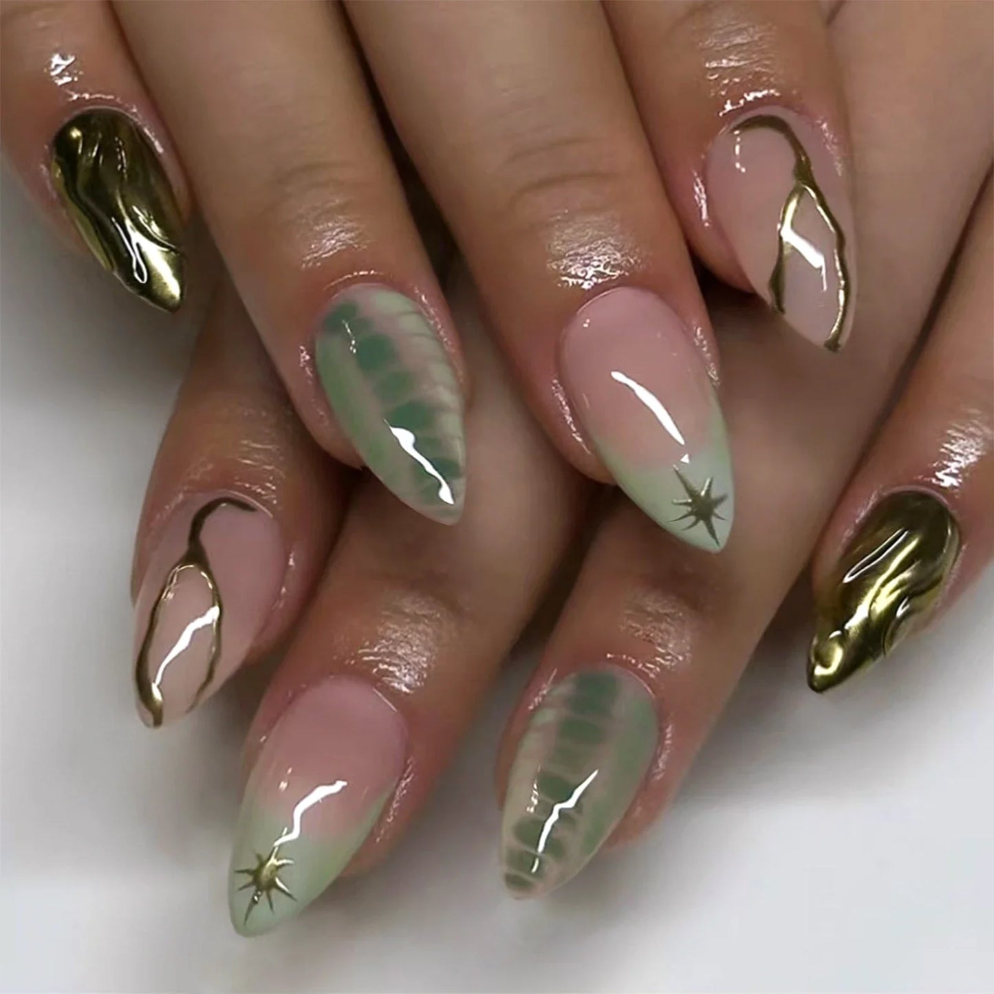 24Pcs Y2k Almond Acrylic Nails Full Cover 3D Diamond Black Nail Art Sweet Cool French Wearable Fake Nail Manicure Tips for Girls