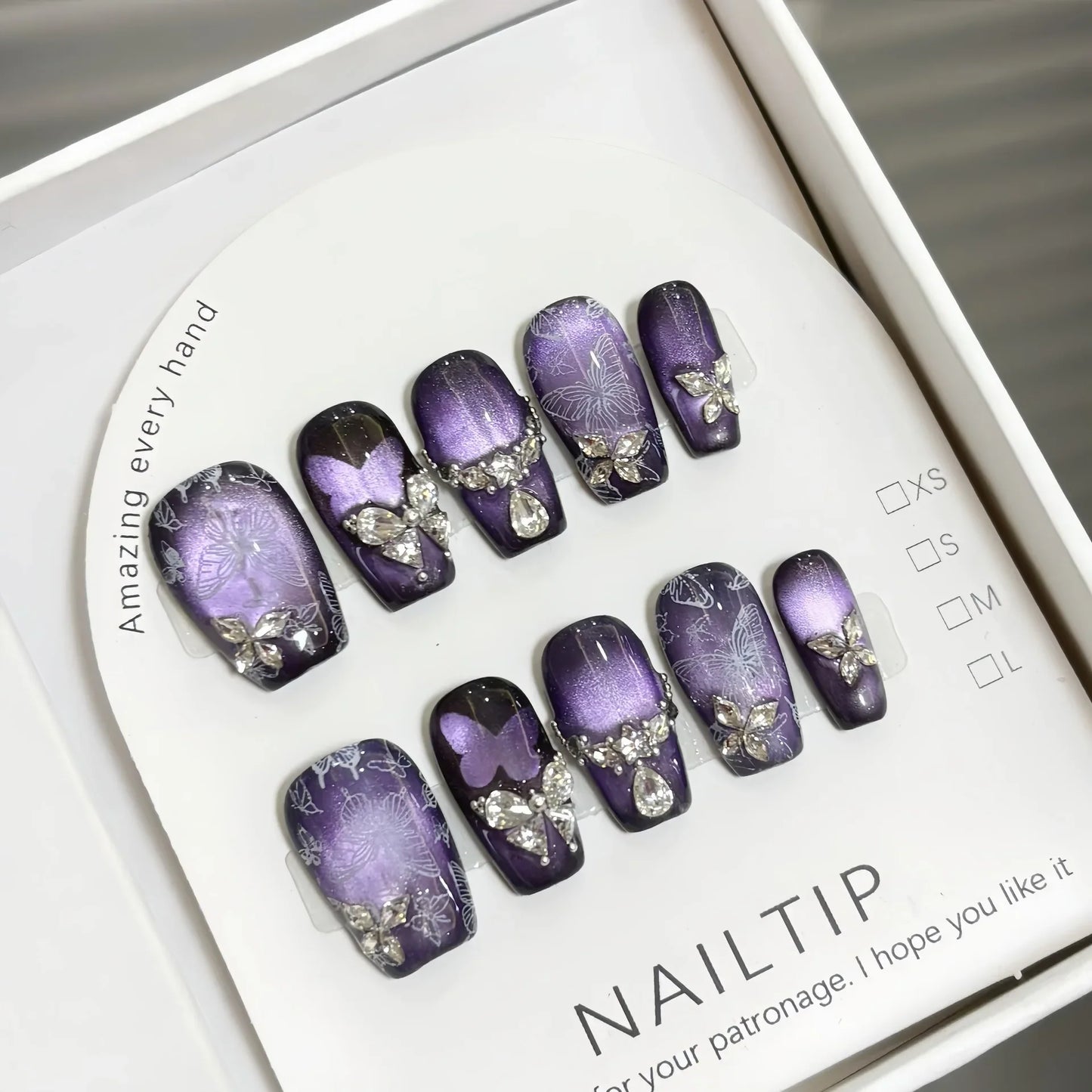 10PCS Summer BrownThe Polka Dot Cat's Eye Short Nail Art Hello Kitty Cute Notes Handmade Acrylic Fake Nail Gift
