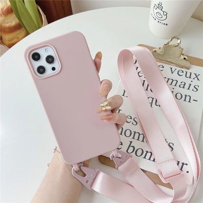 Crossbody Neck Strap Soft Silicone Phone Case For Samsung Galaxy S22 Ultra S21 S20 Plus FE Note 20 10 S10 S9 8 Cord Rope Cover