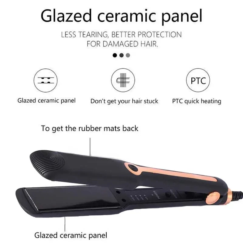 Professional Hair Straightener Curling Iron Ceramic Flat Iron Negative Ion Wide Plate Temperature Adjustable Hair Straightener