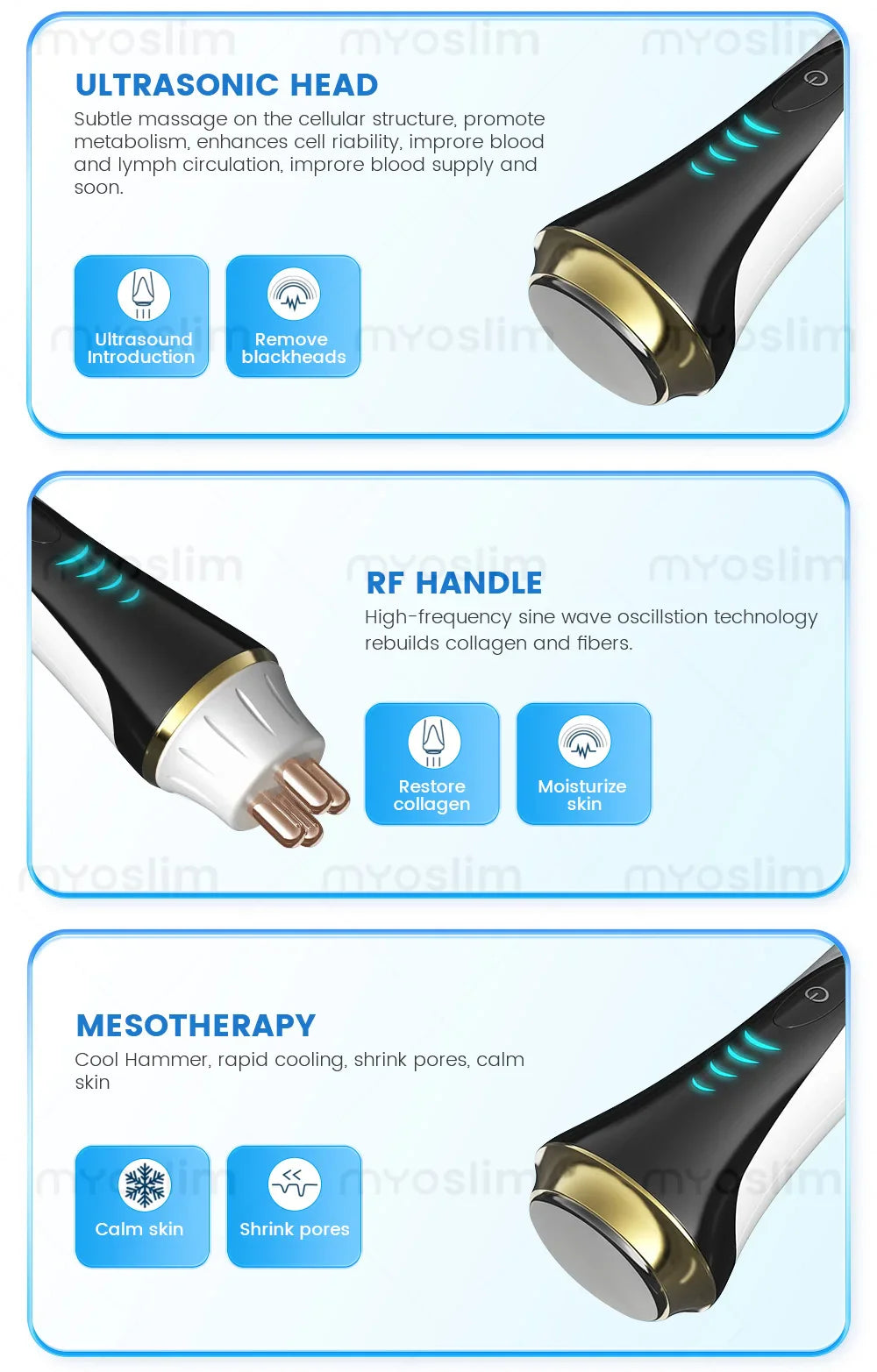 Intelligent Ice Blue Skin Management System – Hydro Facial Device For Wrinkle Reduction And Skin Care