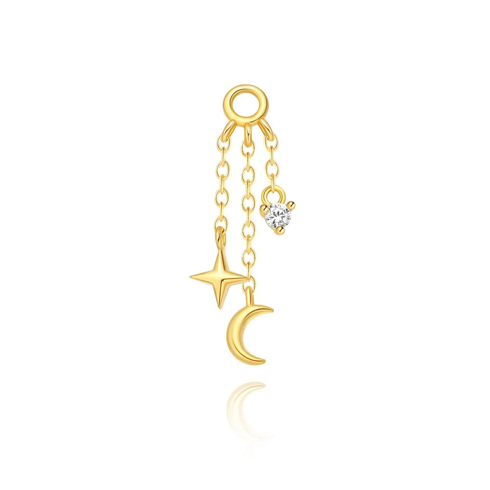 CANNER 1PC 925 Sterling Silver Horse Eye Chain Tassel Zircon Drop Earrings For Women Ins Minimalism Geometric Earrings Gift