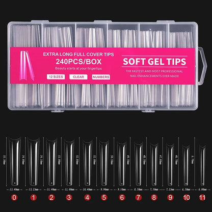 240pc/box False Nails Super Long Ballerina Nails Press On Nail Full Cover Matte Gel Tips Nail Art XXL American Capsule Fake Tips