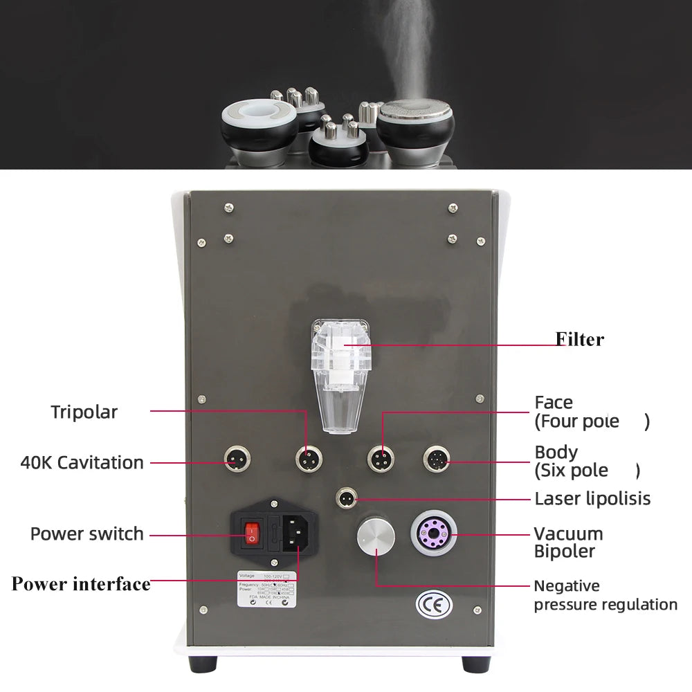 6 In 1 40K Ultrasonic Cavitation Machine Vacuum Body Slimming Massage Weight Loss Skin Tightening Lifting Beauty Device