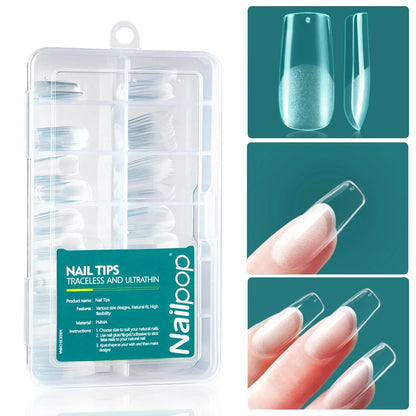 Nailpop 120pcs Acrylic Nails Fake Capsule Short Almond Coffin Square Artificial Nail Extension Soft Gel Tips Accessories Tools