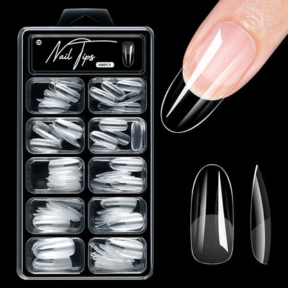 100Pcs Almond Coffin Soft Gel Nails Tips Half-frosted Full Cover Press On Nails Soak Off Gel Nail Extension Tips Capsule