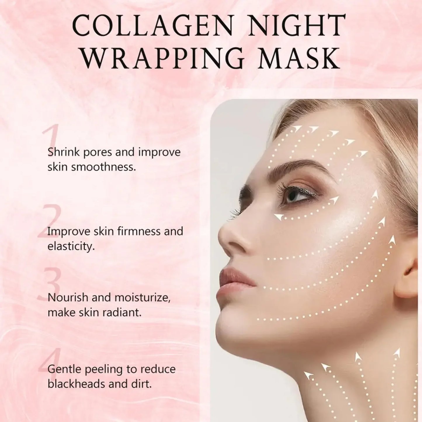 Korean Collagen Overnight Facial Mask Set - Deeply Hydrating Peel off Night Wrapping Cream for Night Care