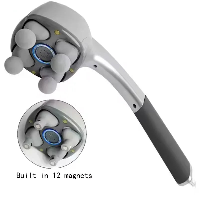 Electric Anion Four-Head Massager for Full Body Neck Vertebra Back Muscle Relaxation Vibrating Deep Tissue Health Care Machine