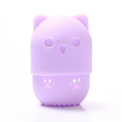 Purple Soft Silicone Cosmetic Blender Sponge Box Holder Beauty Powder Puff Blender Holder Sponge Makeup Egg Drying Case Portable
