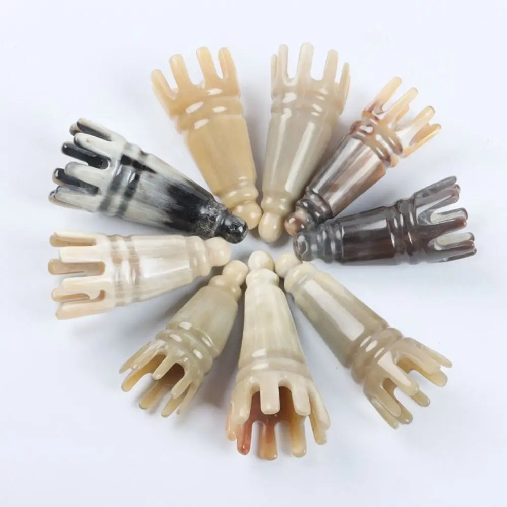 Scalp Massager Brush Ox Horn Massage Comb Acupoint Gua Sha Scrapping Head Long Pointed Shampoo Comb Relaxation Therapy