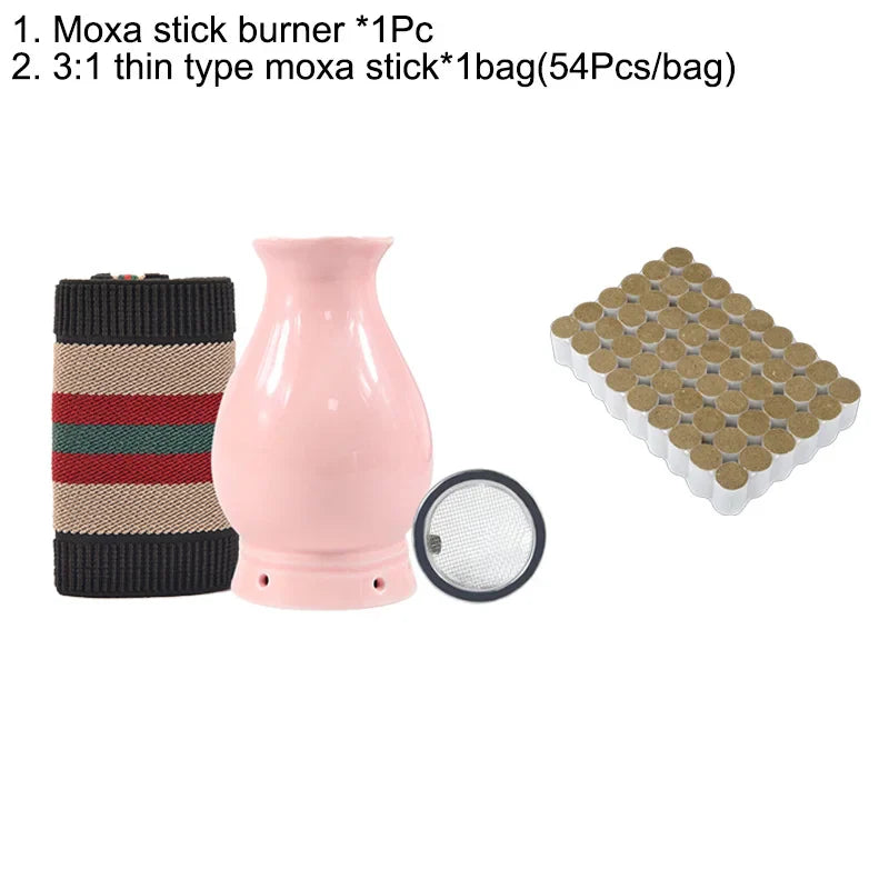 Ceramic Wormwood Stick Burner Face Lift Device Beauty Moxibustion Face Skin Facial Massager Moxa Therapy Heating Wrinkle Removal