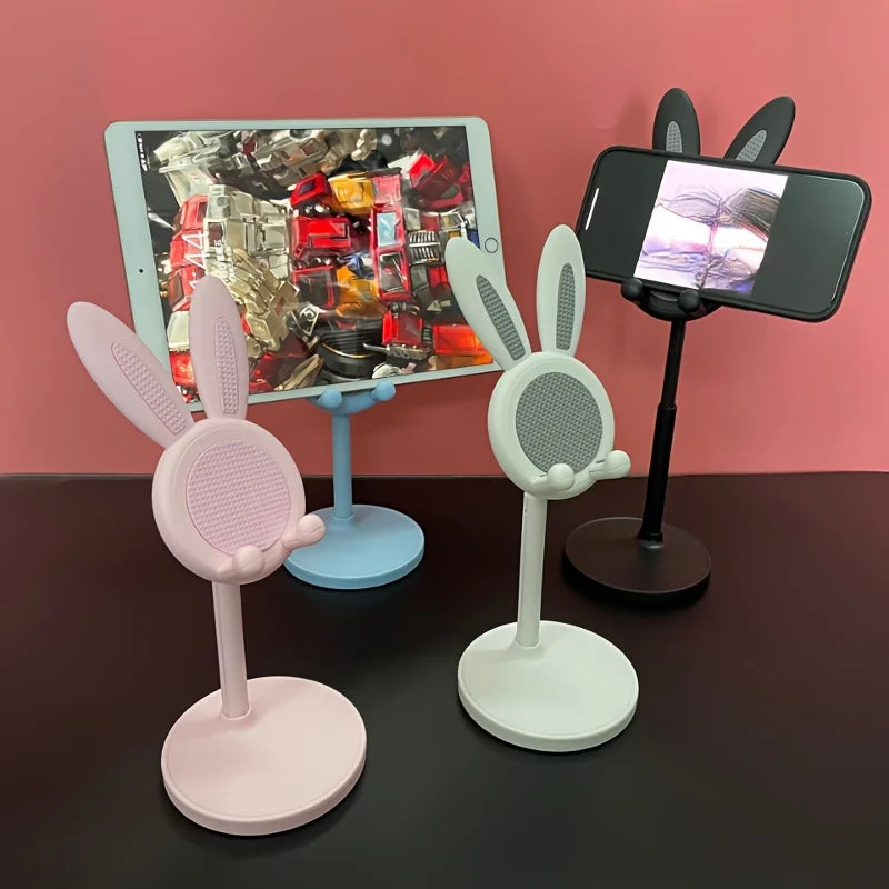 Retractable Pink Lovely Rabbit Mobile Phone Holder Stand For iPhone Samsung Adjustable Mobile Phone Holder Stand Tablets Bracket
