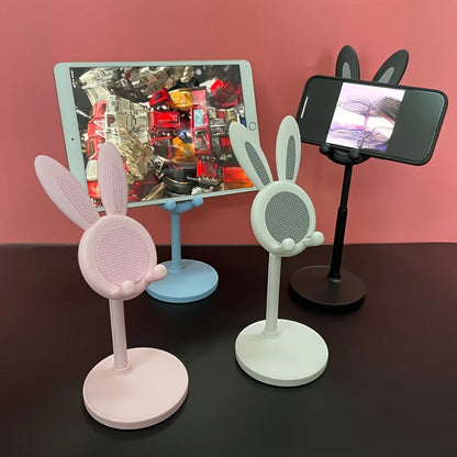 Retractable Pink Lovely Rabbit Mobile Phone Holder Stand For iPhone Samsung Adjustable Mobile Phone Holder Stand Tablets Bracket