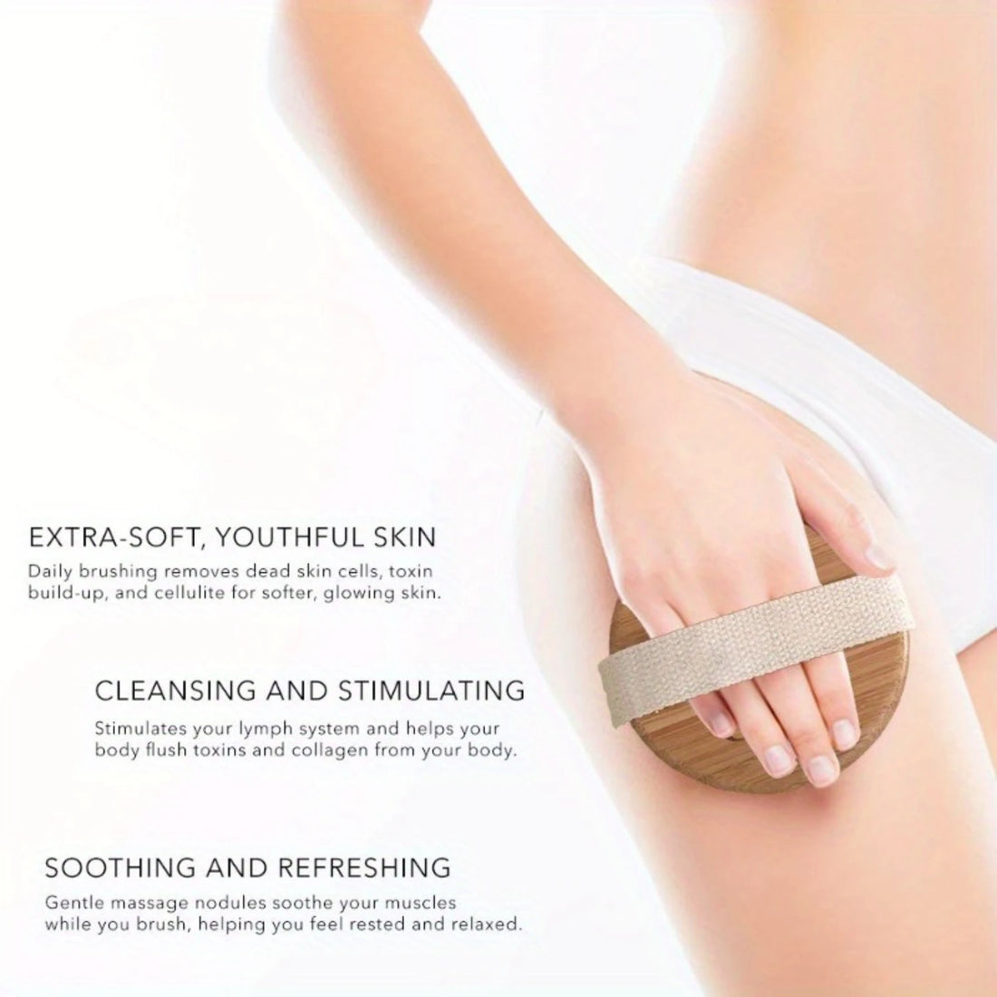 Eco-Friendly Dry Body Brush with Natural Bristles - Exfoliating Body Scrubber for Lymphatic Drainage, Skin Smoothing & Circulati