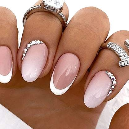 24PCS yellow gradient almond fake nails, delicate and gorgeous, simple and elegant, stylish and generous, suitable for fashion g