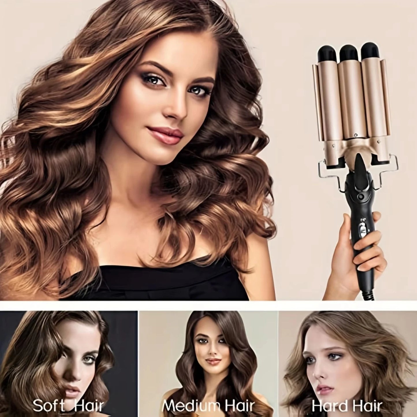 MORFONE 3-in-1 Curling Iron Hair Ceramic 1 Inch Curler Wand Crimper Wand -22mm Large Curling Sticks, 3-in-1 Hair Styling Tool