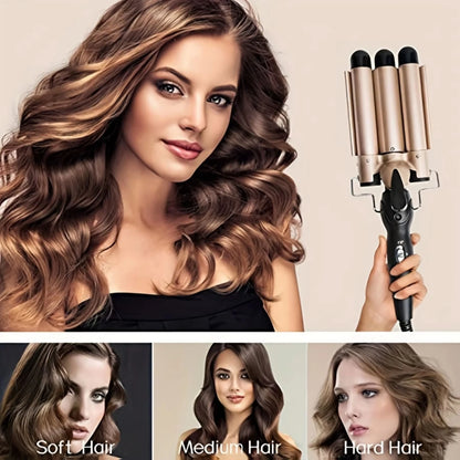 MORFONE 3-in-1 Curling Iron Hair Ceramic 1 Inch Curler Wand Crimper Wand -22mm Large Curling Sticks, 3-in-1 Hair Styling Tool