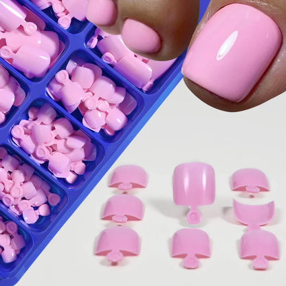 100/120pcs False Toenails French Short Square Full Cover Fake Toe Nails Acrylic Pink Clear White Press on Toenails For Women
