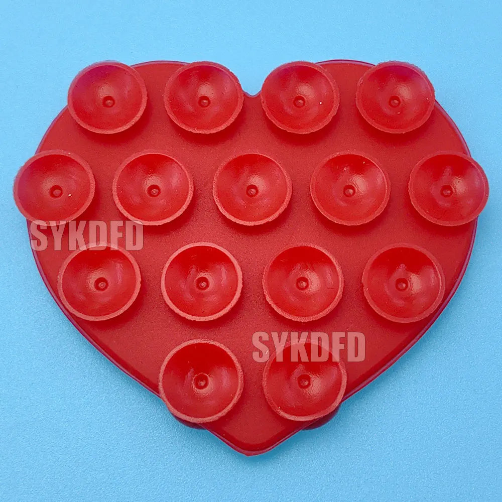1Pcs Heart-shape Sucker Support Silicone Sucker Strong Adsorption Mobile Phone Fixed Pad Hand-Free Washable Suction Cup Bracket