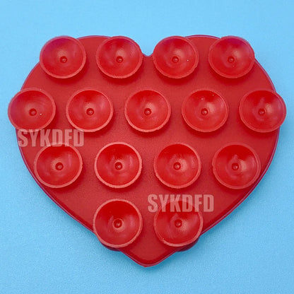 1Pcs Heart-shape Sucker Support Silicone Sucker Strong Adsorption Mobile Phone Fixed Pad Hand-Free Washable Suction Cup Bracket