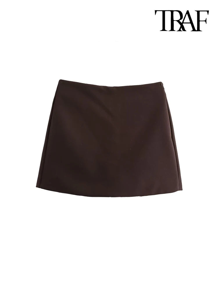 High Waist Solid Skort for Women Fashion Side Zipper Female Shorts Skirts Mujer