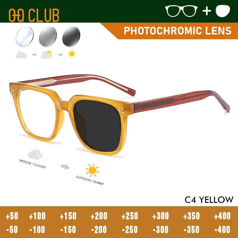 O-Q CLUB Square Eyeglasses Women's Grade Glasses Man Style Blue Light Intelligent Progressive Multifocal Lenses to Read Eyewear