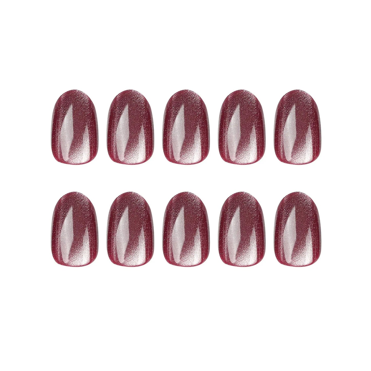 24pcs/set cat eyes fake nails for women girls red brown green blue grey sparkling short tips faux ongles press on false nail