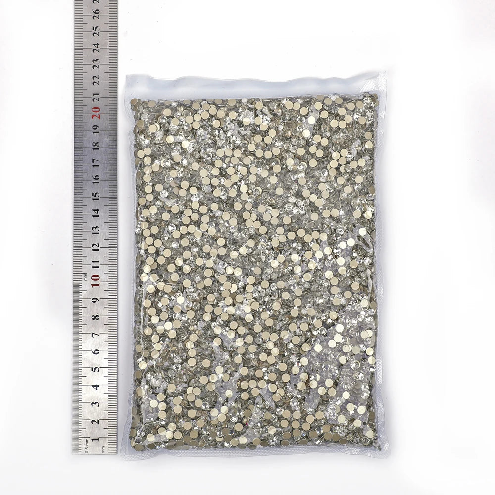 SS3-SS50 Big Bag Glitter Non hotfix FlatBack Wholesale Top Quality Better DMC Crystal AB Glass Strass Iron On Hotfix Rhinestones
