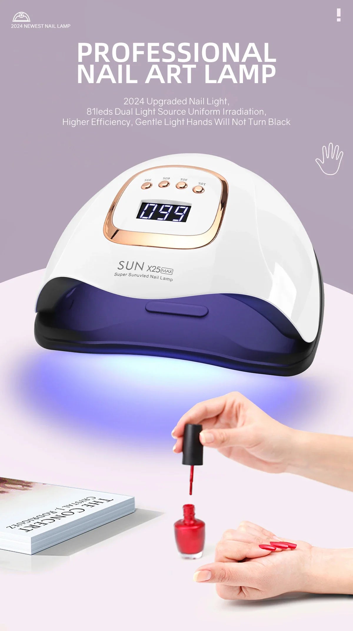 380W UV Nail Lamp 81 LEDs Nail Dryer Machine with LCD Screen Quick-drying Manicure Lamp for Curing All Nails Gel Nail Art Tools
