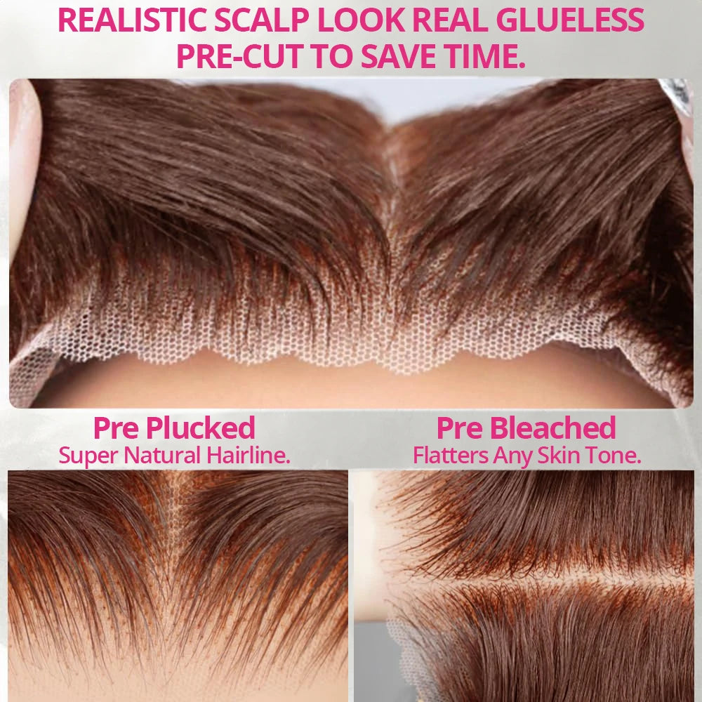 Chocolate Brown 7x5 Glueless Wigs Pre Cut Lace 230 Density Vietnamese Body Wave 13x6 HD Lace Frontal Human Hair Wig Preplucked