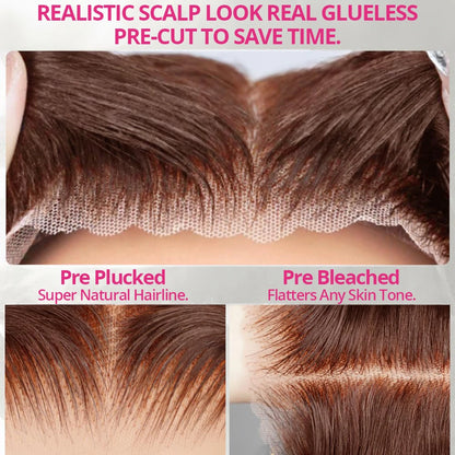 Chocolate Brown 7x5 Glueless Wigs Pre Cut Lace 230 Density Vietnamese Body Wave 13x6 HD Lace Frontal Human Hair Wig Preplucked
