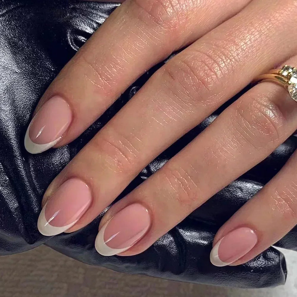 Silver Glitter Powder White Simple Red Lips Gold Almond Fake Nails Art False Nails Charms Tip Punk Press on Nails Manicure Tools