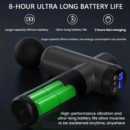 Portable Massage Gun with 8 Heads 99 Speed Levels High Power Muscle Relaxation for Athletes and Fitness Enthusiasts