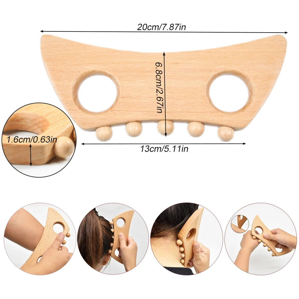 Lymphatic Drainage Massager,Wooden Gua Sha Tool for Body,Manual Massage Scraper for Anti Cellulite,Body Gua Sha Paddle