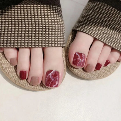 24pcs Black False Toenails Solid Color Glossy Fake Toenails Wearable Full Cover Ins Square Press on Toenail Patch for Girl Women