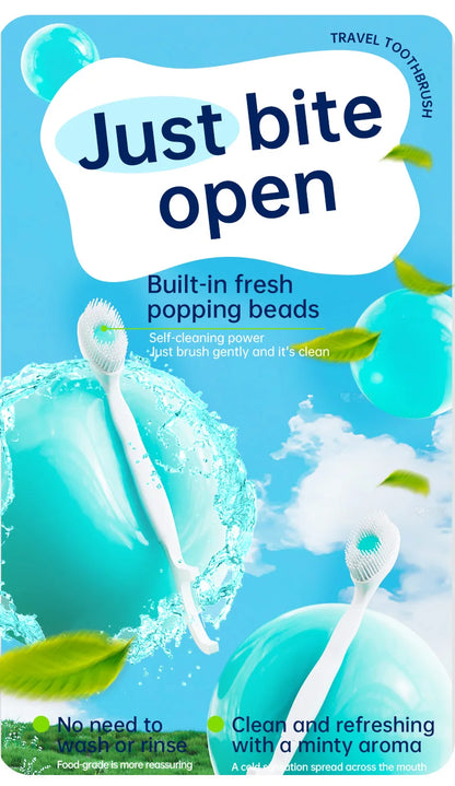 Portable and individually packaged 3-in-1 nano brush head toothbrush floss disposable toothbrush for adults on business trips