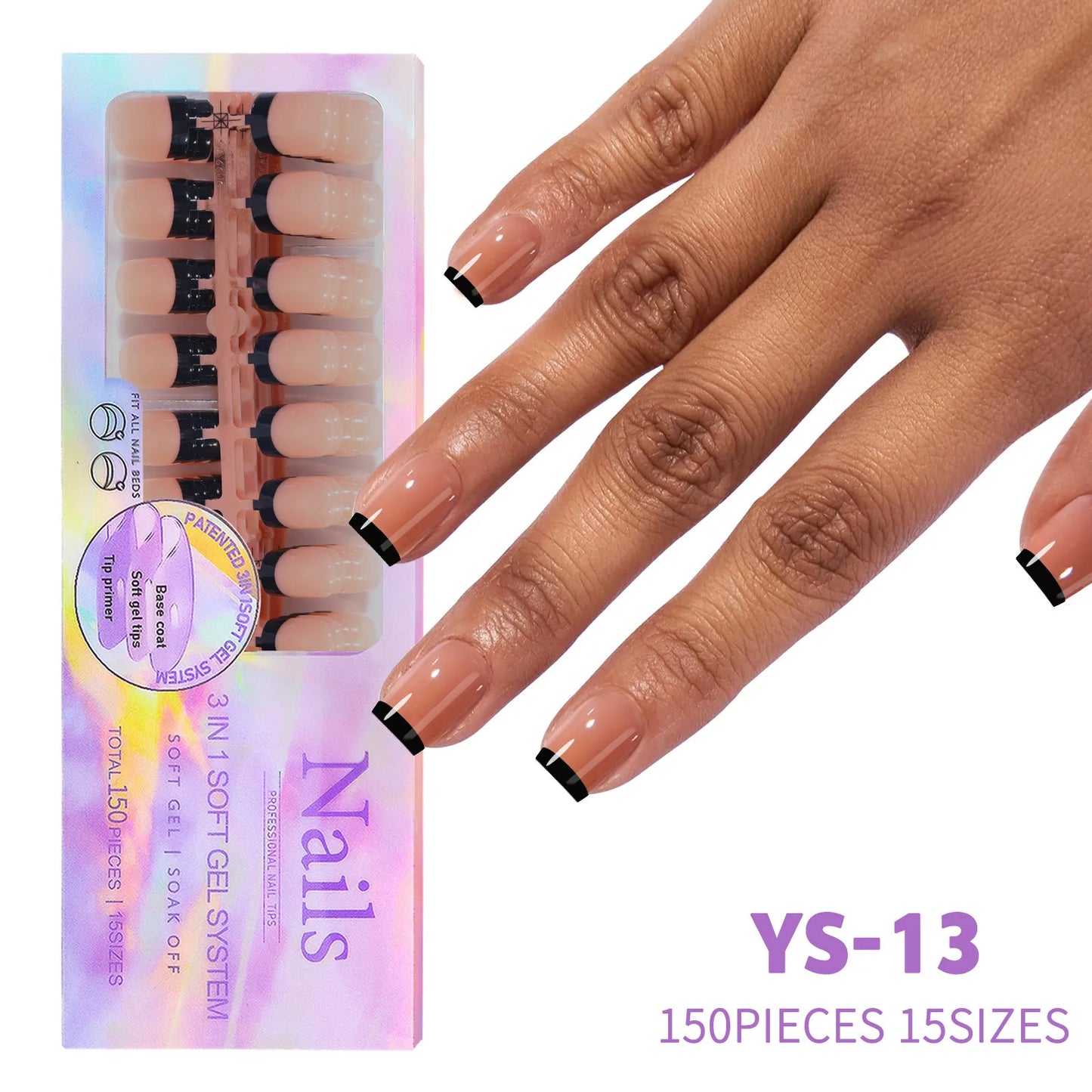 150Pcs/Box French False Nails Scarless Removable Coffin Almond Fake Nail Artificial Acrylic Patches Reusable Press On Nail Tips