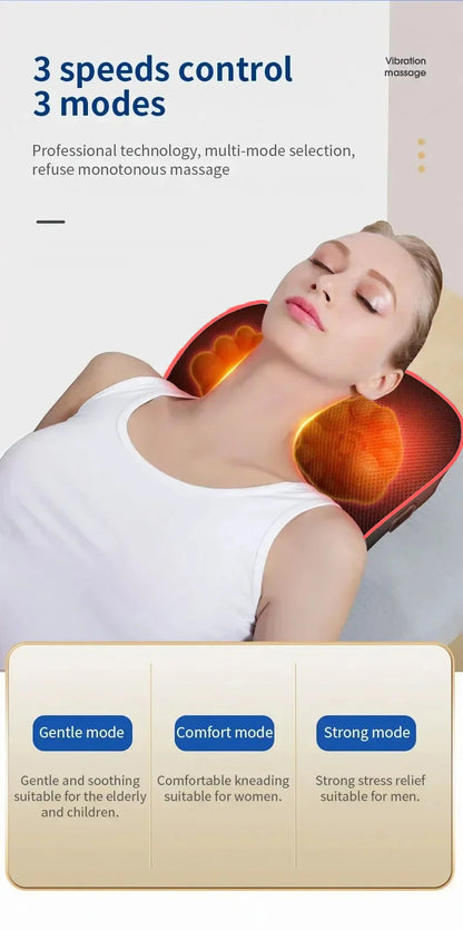 Multifunction Massage Pillow Neck Shoulder Back Electric Healthy Home Car Shiatsu Massager
