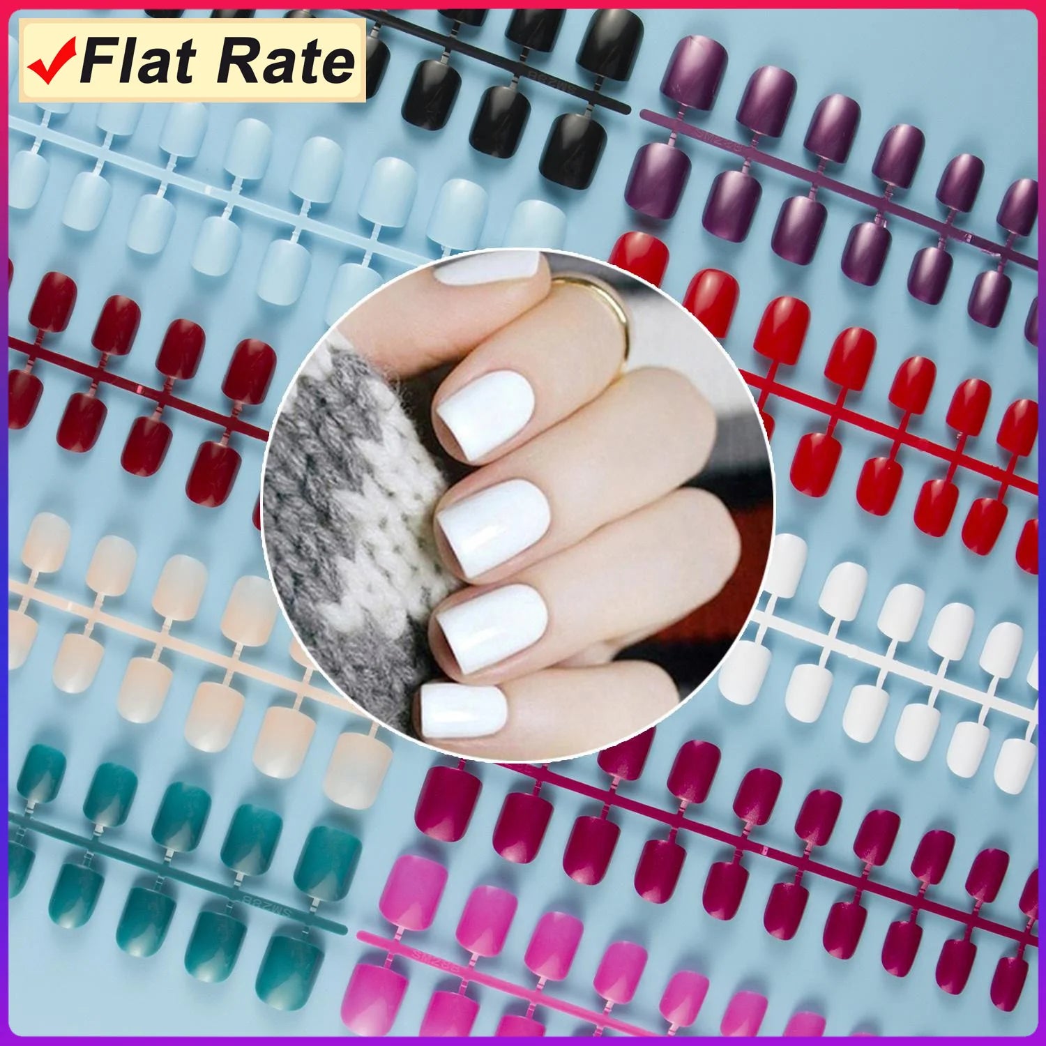 10 Sets Of Same Colors Square False Nail Tips 24 pcs Per Set 10 Sizes Press On Fake Nails DIY Manicure