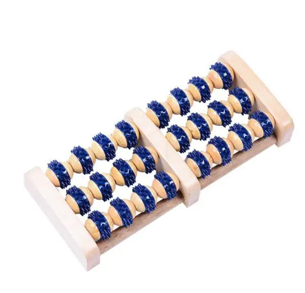 Wooden Foot Massage Roller Big Five-row Wooden Foot Massager Stimulating Acupoint Feet Plantar Fasciitis Roller Reflexology