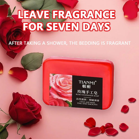 Rose essential oil soap deeply cleanses your face and body, leaving a long-lasting fragrance while moisturizing and hydrating